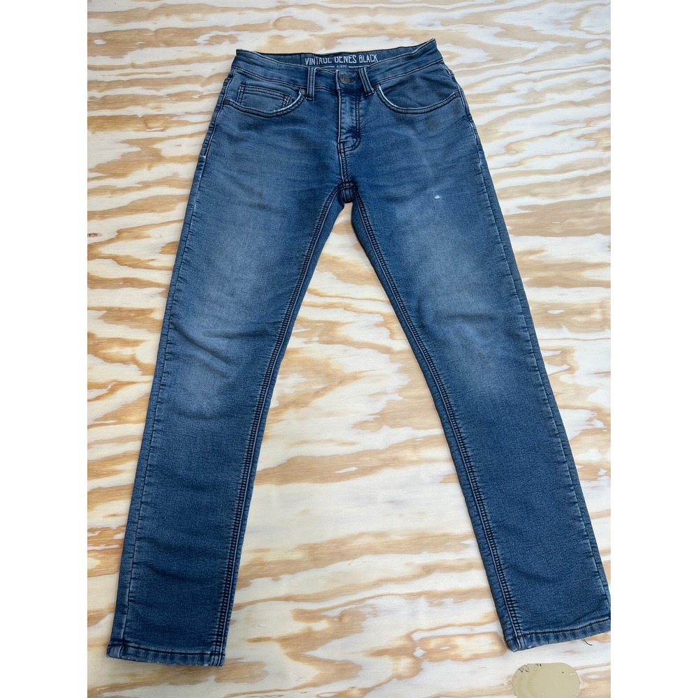 Vintage Genes Black Slim Fit Jeans Mens 28x30 Medium Wash Stretch Denim